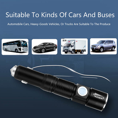 Lanterna elétrica recarregável profissional do diodo emissor de luz com martelo da segurança e carregador do carro