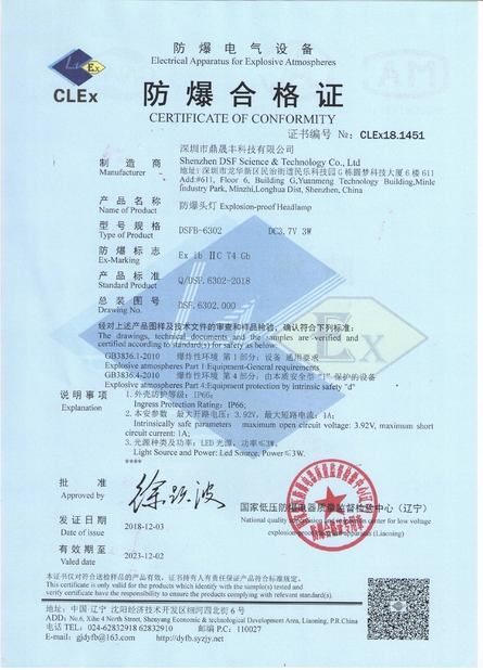 China Shenzhen DSF Science&amp;Technology Co., Ltd. Certificações